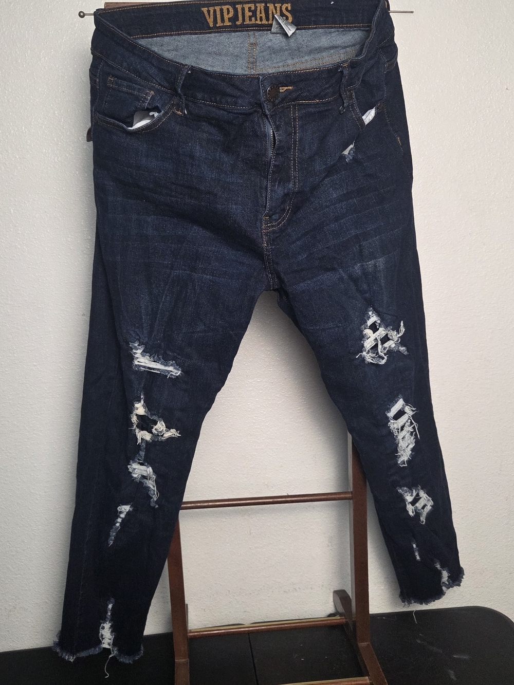 VIP Dark Blue Slim Ripped Womens Jeans